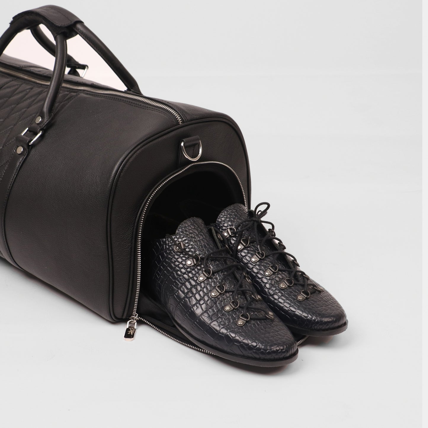 Black Lattice Duffle Bag