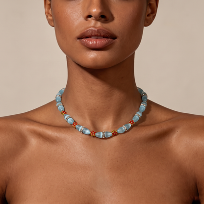Bleu Céleste Crystal Collar
