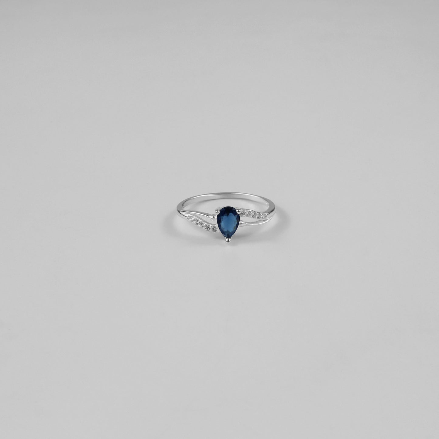 Blue Pear Wave Ring
