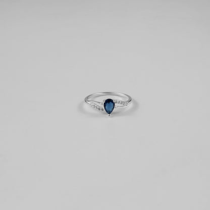 Blue Pear Wave Ring