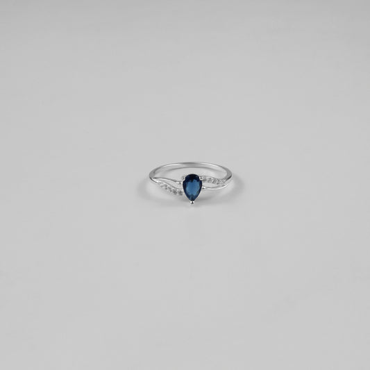 Blue Pear Wave Ring