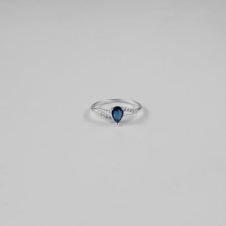 Blue Pear Wave Ring