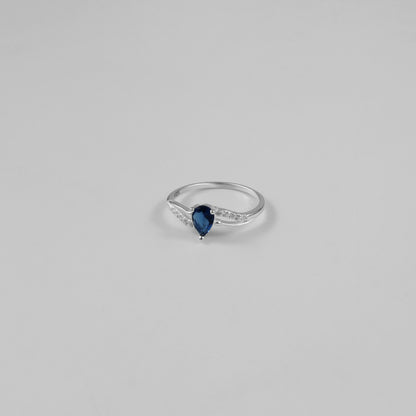 Blue Pear Wave Ring