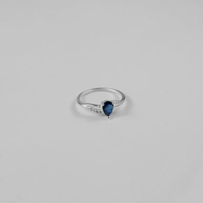 Blue Pear Wave Ring