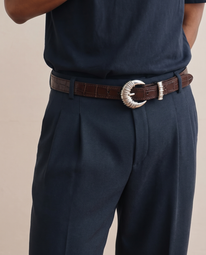Cord & Croc Belt (Brown)
