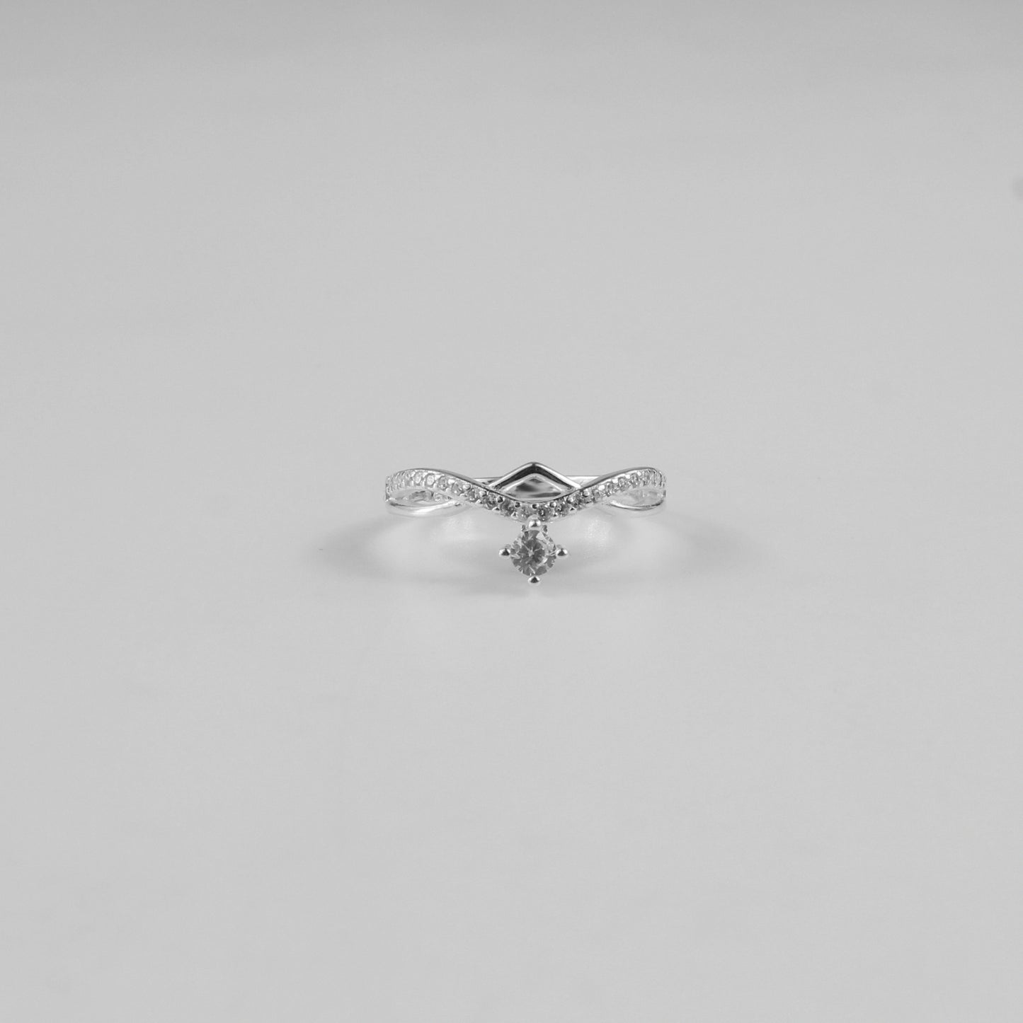 Curved Dangle Solitaire Ring