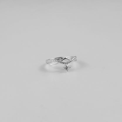 Curved Dangle Solitaire Ring