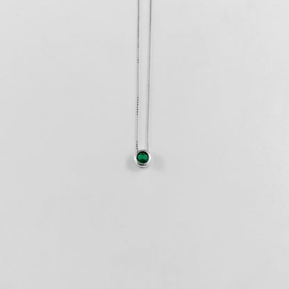 Cylinder Gem Necklace (Green)