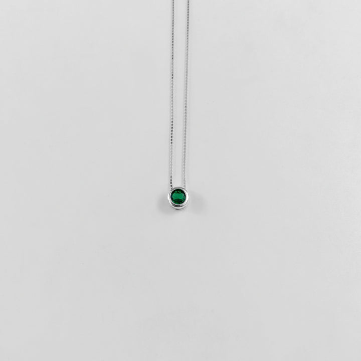 Cylinder Gem Necklace (Green)