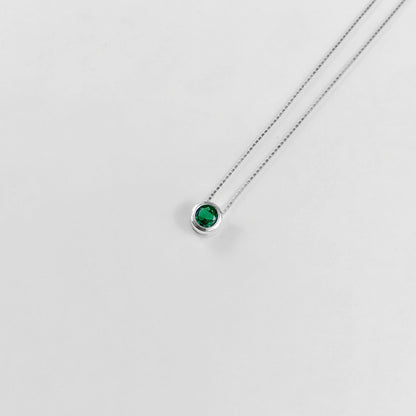 Cylinder Gem Necklace (Green)