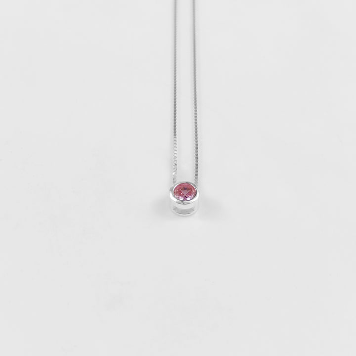 Cylinder Gem Necklace (Pink)