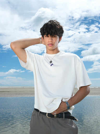 Sun & Moon Graphic White Oversized
