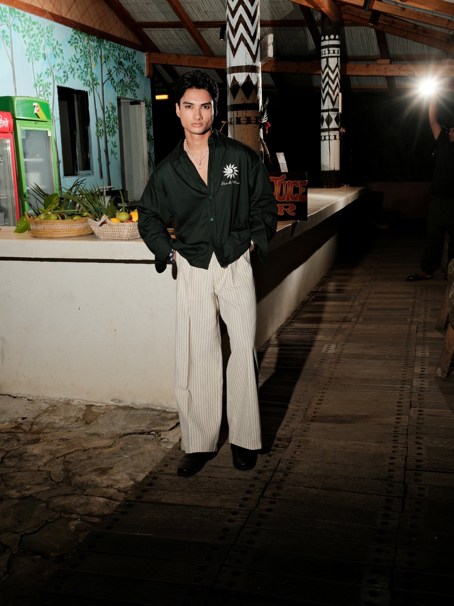 Wide leg Strip pants