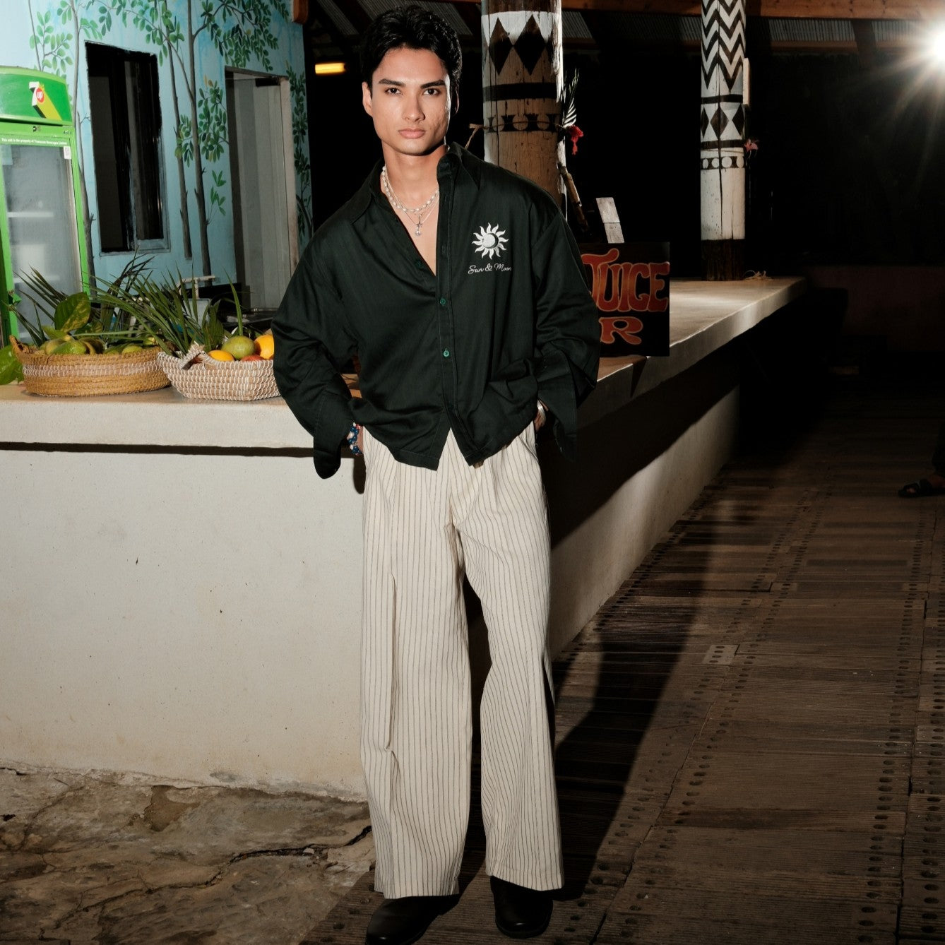 Green Cropped Boxy Long-Sleeve Shirt