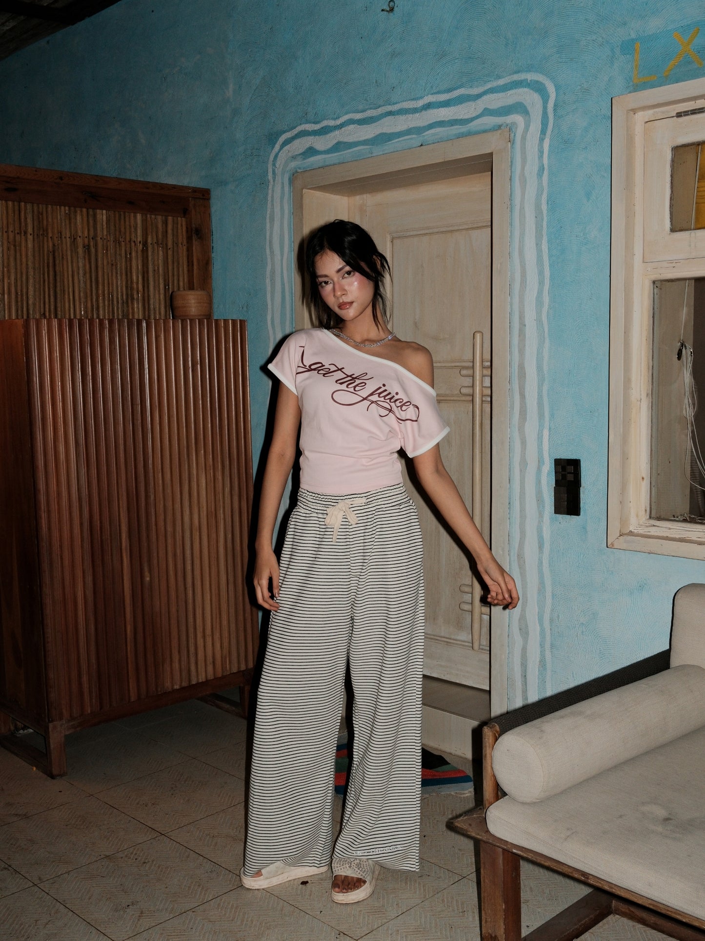 Pink off shoulder top