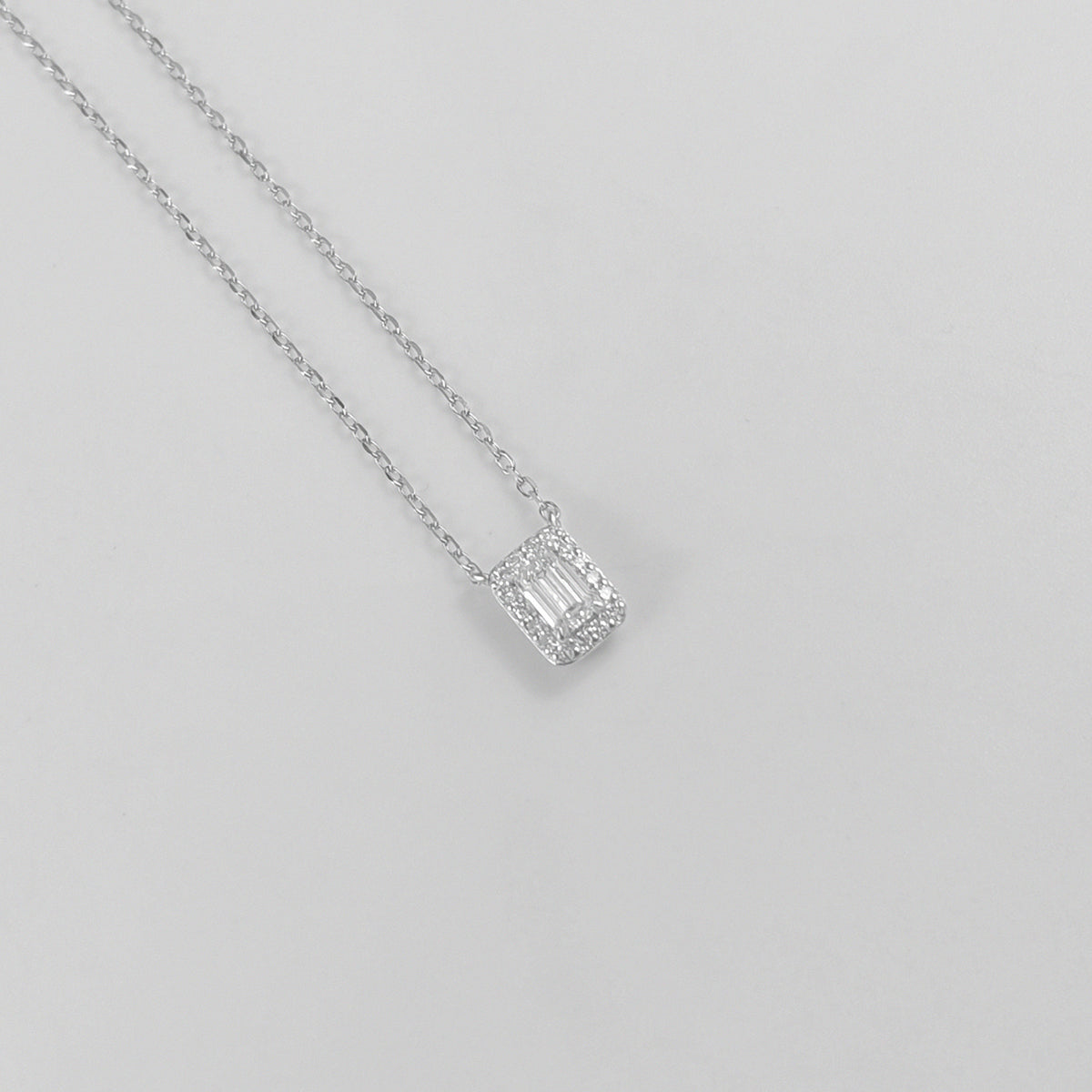 Emerald Drop Sterling Silver Lab-Grown Diamond Necklace