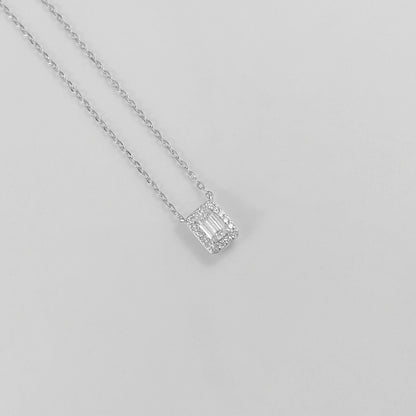 Emerald Drop Sterling Silver Lab-Grown Diamond Necklace