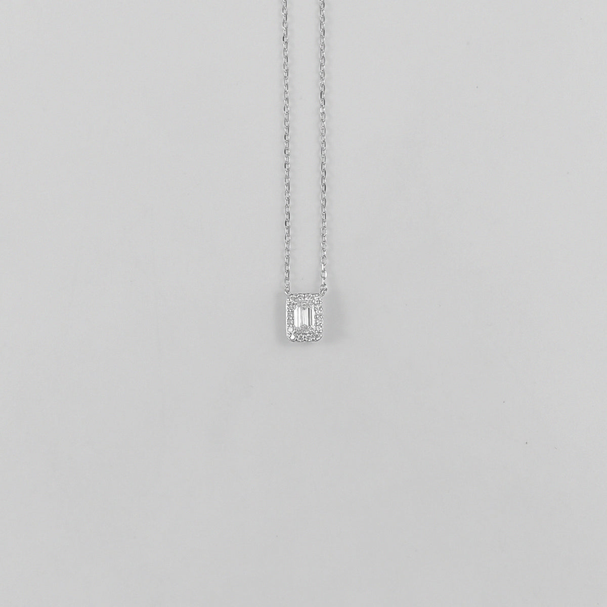 Emerald Drop Sterling Silver Lab-Grown Diamond Necklace