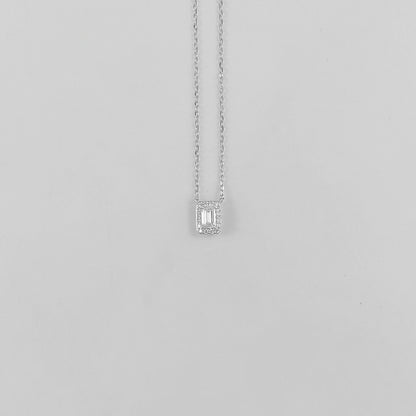 Emerald Drop Sterling Silver Lab-Grown Diamond Necklace