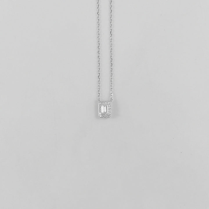 Emerald Drop Sterling Silver Lab-Grown Diamond Necklace
