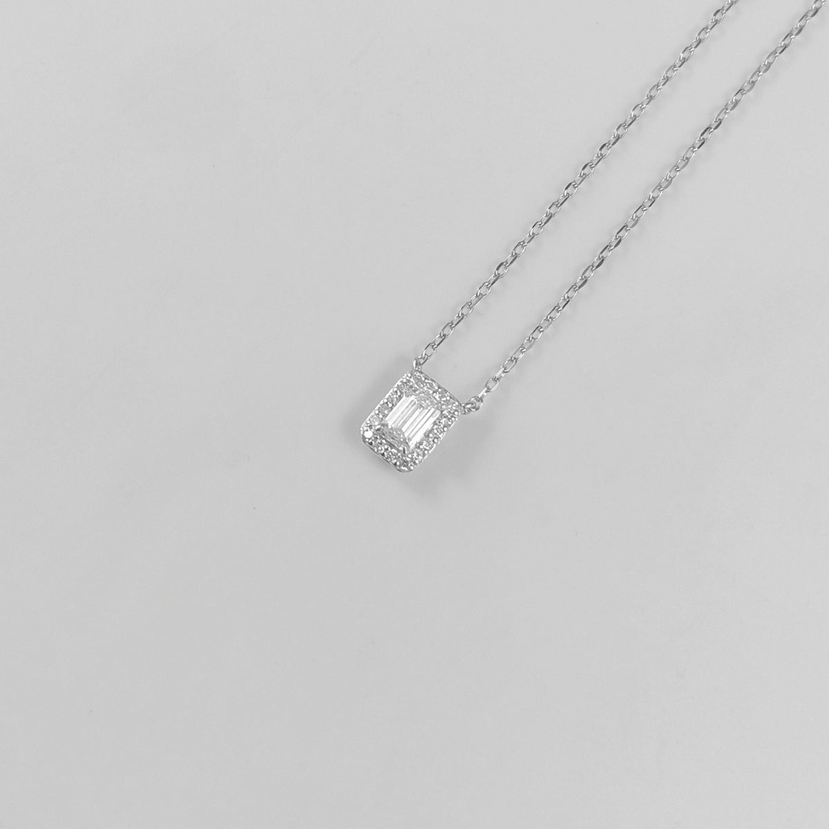 Emerald Drop Sterling Silver Lab-Grown Diamond Necklace
