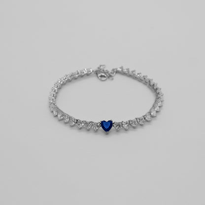 Endless Heart Tennis Bracelet (Blue)