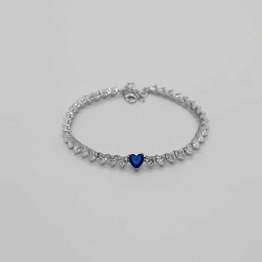 Endless Heart Tennis Bracelet (Blue)