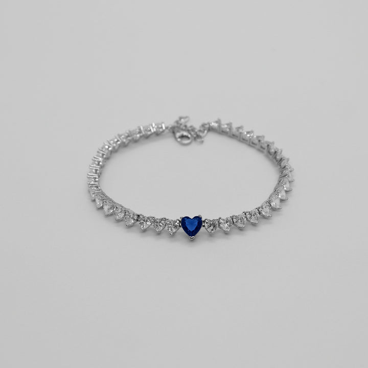 Endless Heart Tennis Bracelet (Blue)