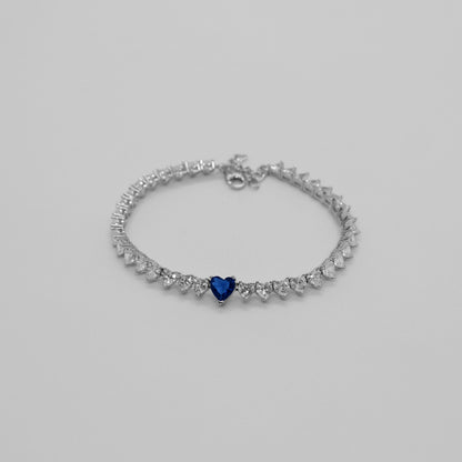 Endless Heart Tennis Bracelet (Blue)