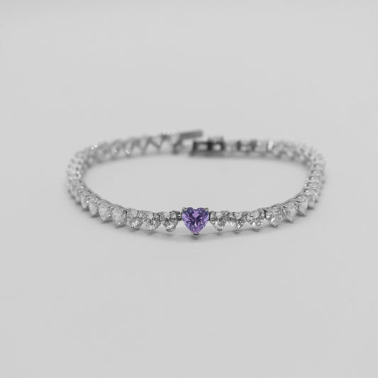 Endless Heart Tennis Bracelet (Pink)