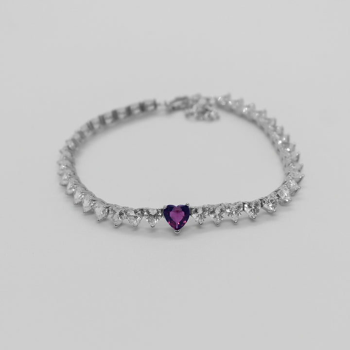 Endless Heart Tennis Bracelet (Red)