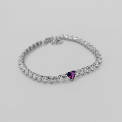 Endless Heart Tennis Bracelet (Red)
