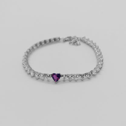 Endless Heart Tennis Bracelet (Red)