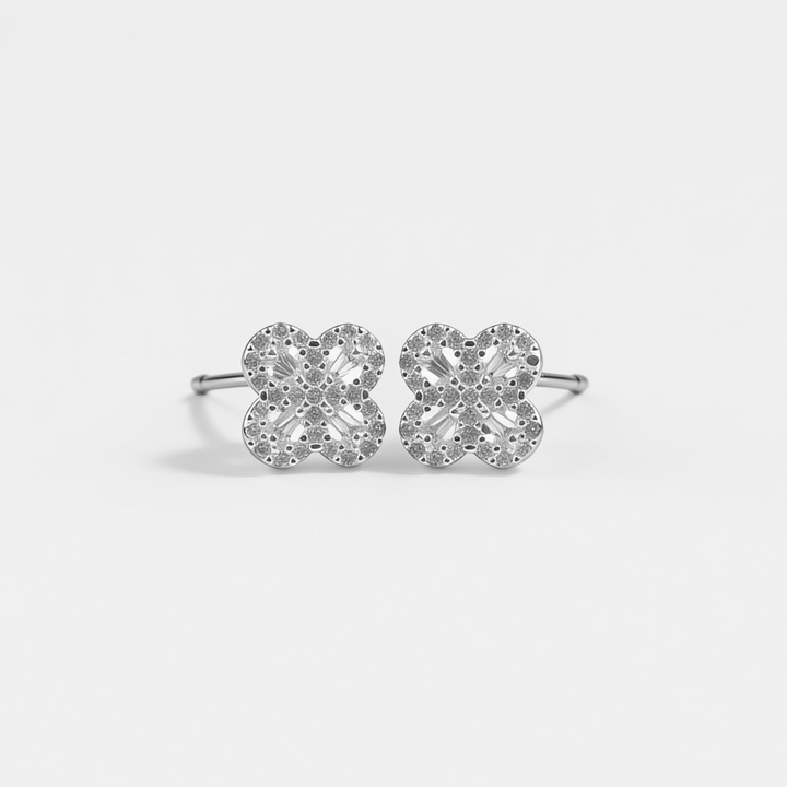 Gem Clover Ear Studs