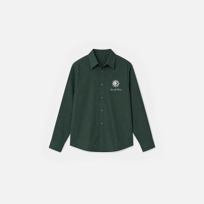 Green Cropped Boxy Long-Sleeve Shirt