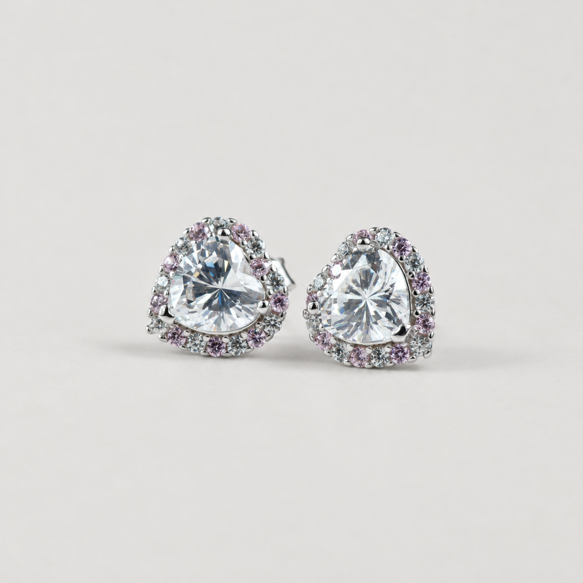 Pink Blush Heart Studs