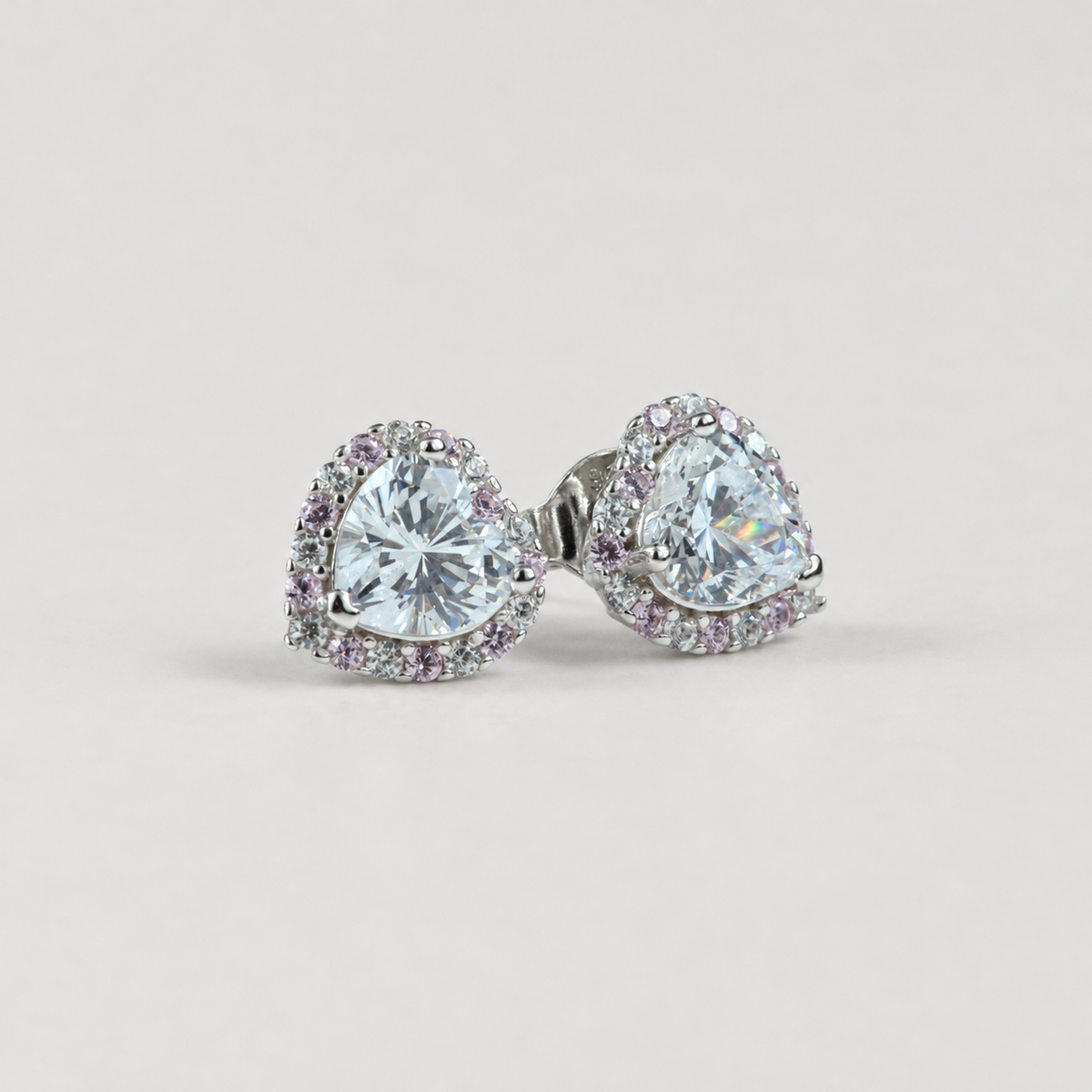 Pink Blush Heart Studs