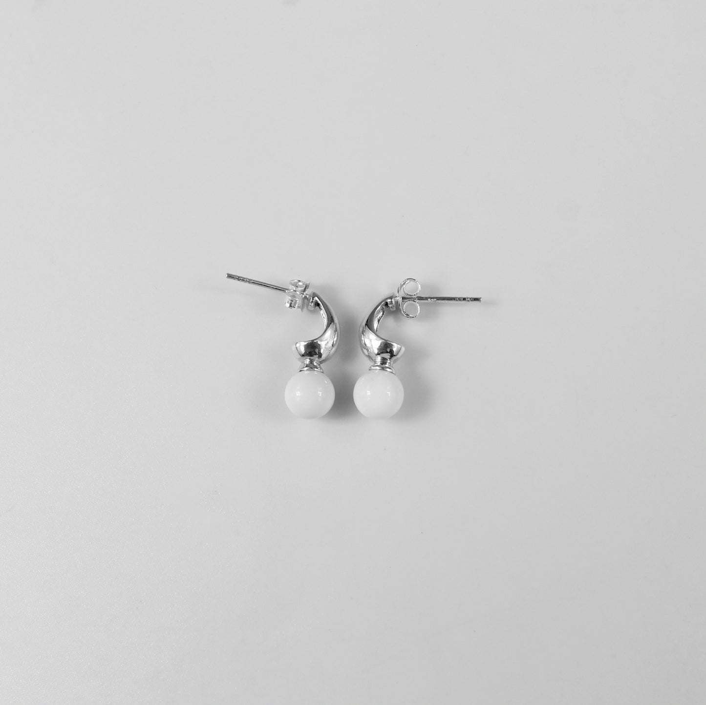 Lustrous white orb Ear Studs
