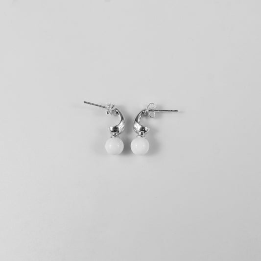 Lustrous white orb Ear Studs