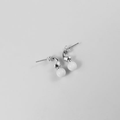 Lustrous white orb Ear Studs