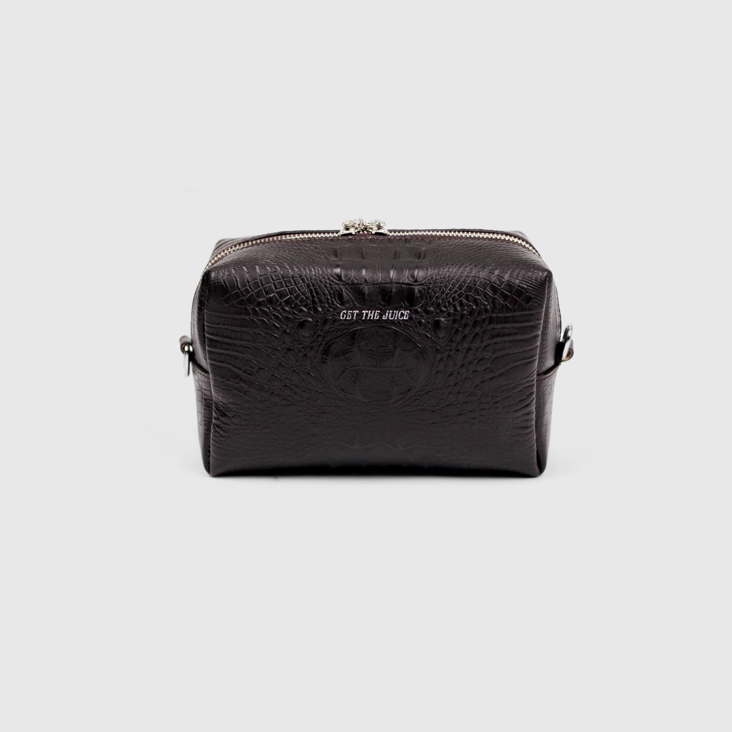 Mono Croc Crossbody Bag (Dark Brown)