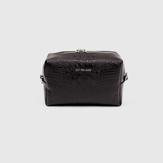 Mono Croc Crossbody Bag (Dark Brown)