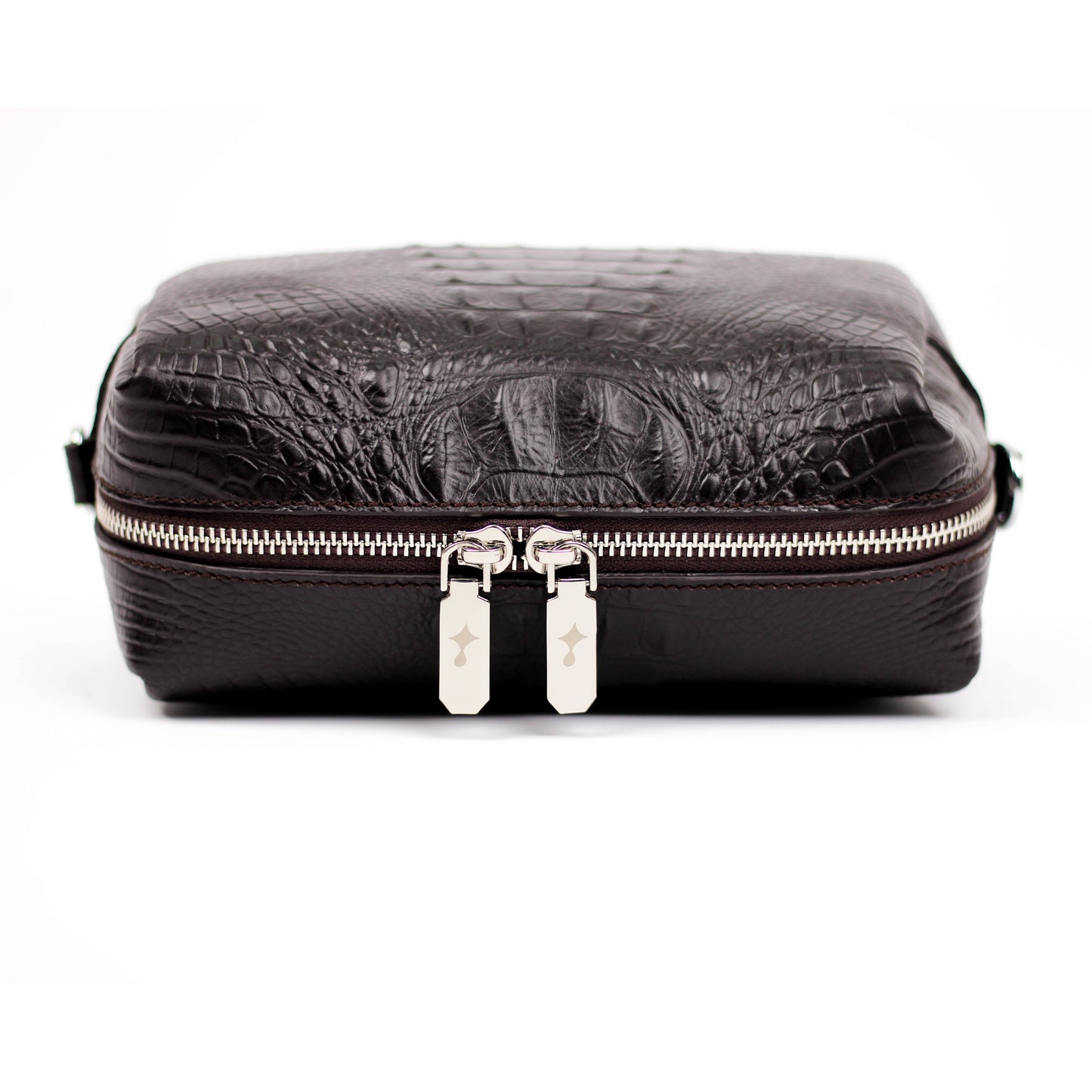 Mono Croc Crossbody Bag (Dark Brown)