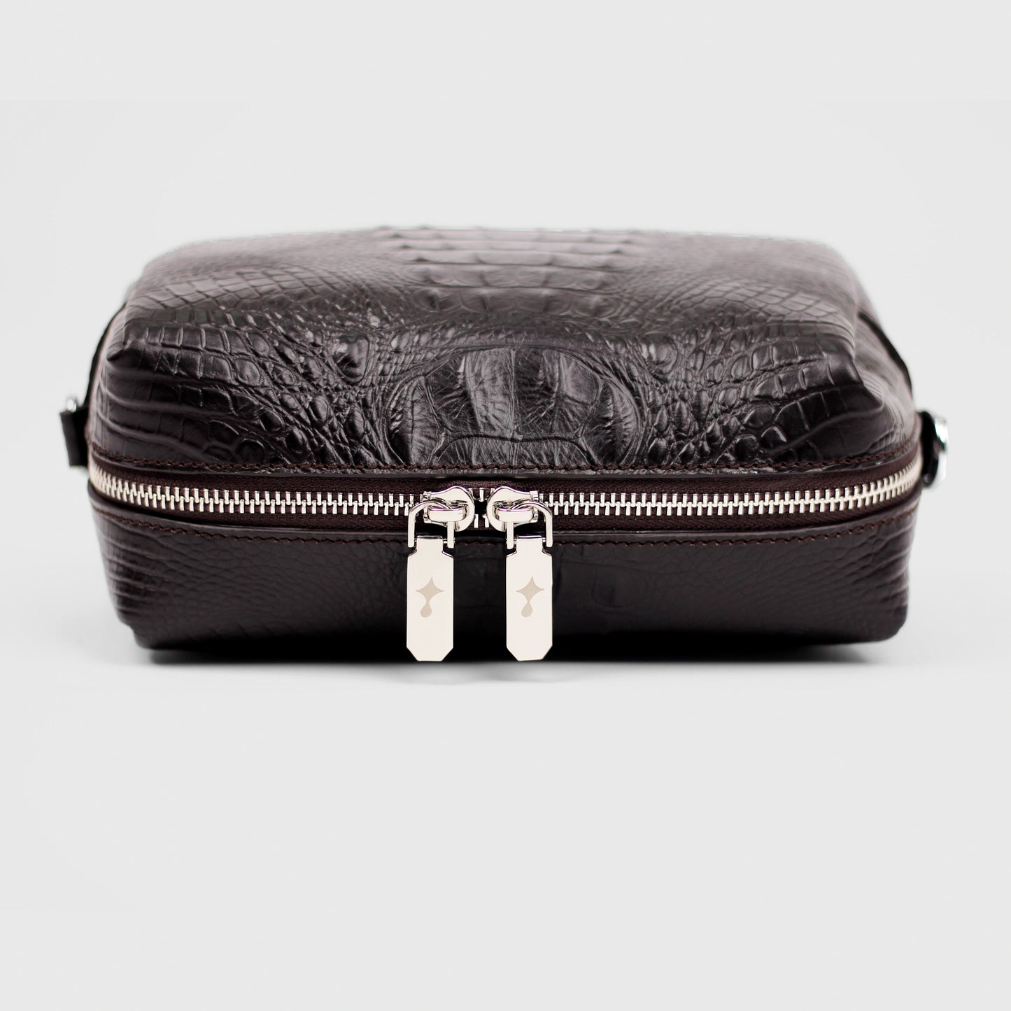 Mono Croc Crossbody Bag (Dark Brown)