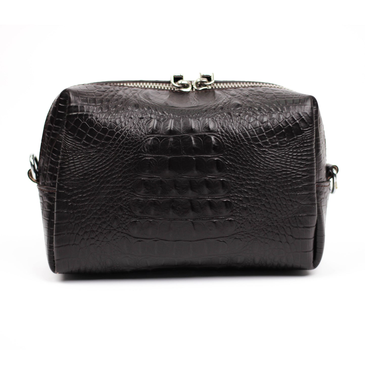 Mono Croc Crossbody Bag (Dark Brown)