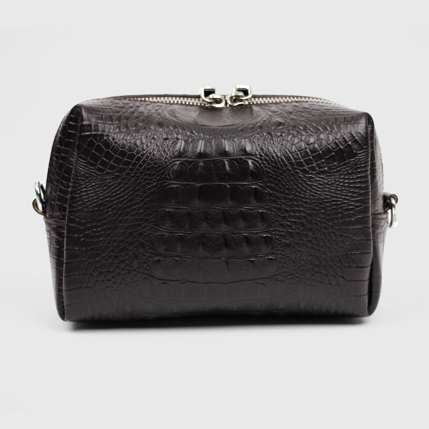 Mono Croc Crossbody Bag (Dark Brown)