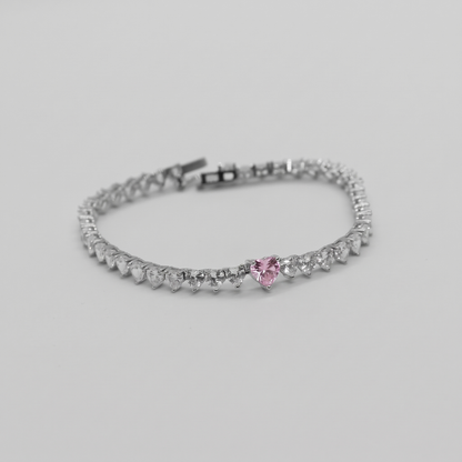 Endless Heart Tennis Bracelet (Pink)