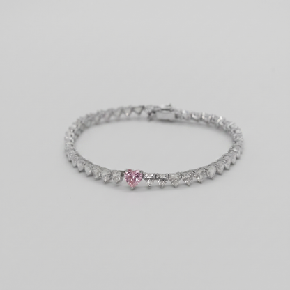 Endless Heart Tennis Bracelet (Pink)
