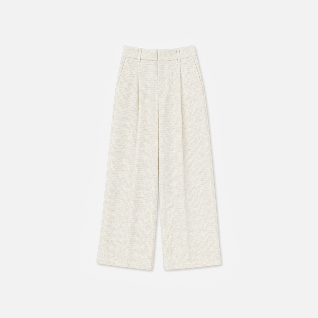 Off-White Textured Wide-Leg Pants