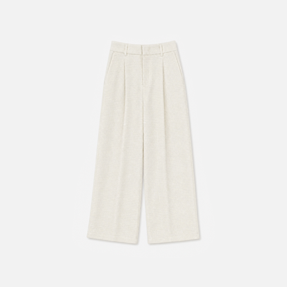 Off-White Textured Wide-Leg Pants
